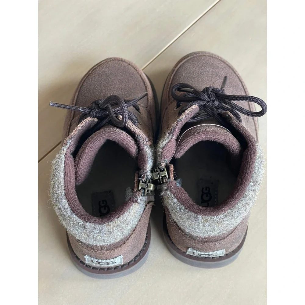 UGG Neumel Orin Wool Leather Suede‎ Brown Boots Toddler Size 8 Side Zip